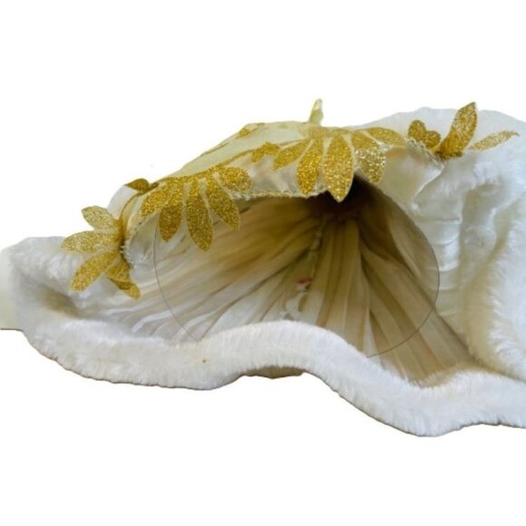 Vintage Angel Tree Topper Standing Figure Porcelain Head Hands Feather Wings 12" - Picture 9 of 9